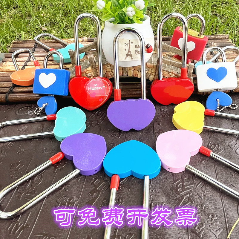 厂家直销彩色 同心锁 许愿锁 长寿锁 连心锁爱情锁景区工艺品LOGO细节图