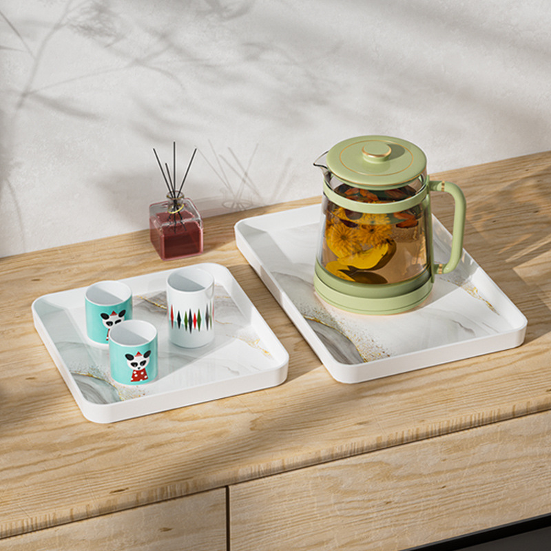 Melamine Nordic light luxury tea tray storage plate, restaurant-specific fruit tea tray, household rectangular plate