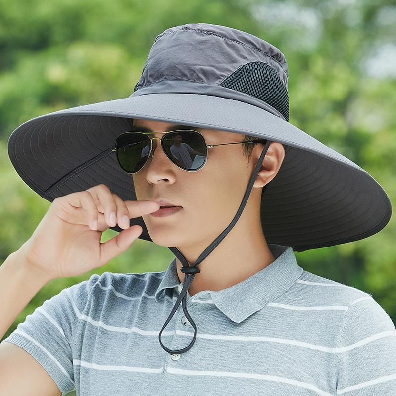 Men's summer new style outdoor fishing, mountain climbing and fishing breathable, sunshade, wide-brimmed fisherman's hat, sun-protective sun hat