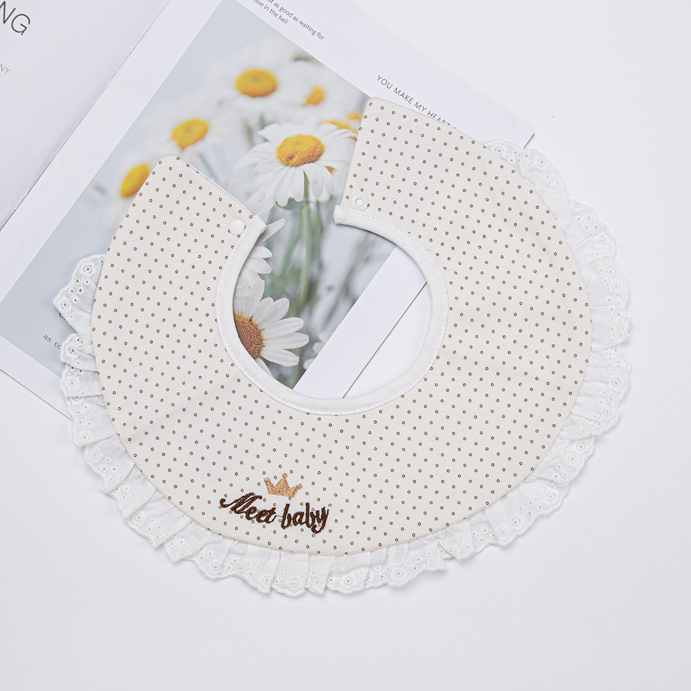 韩版小天鹅公主皇冠婴儿口水巾百搭360度可旋转小清新婴儿围兜产品图