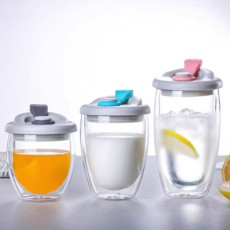 Double-layered glass cups with LIDS in stock for wholesale. Simple, high-temperature resistant, portable cups for direct drinking with LIDS and glass drinking cups Application Scenario