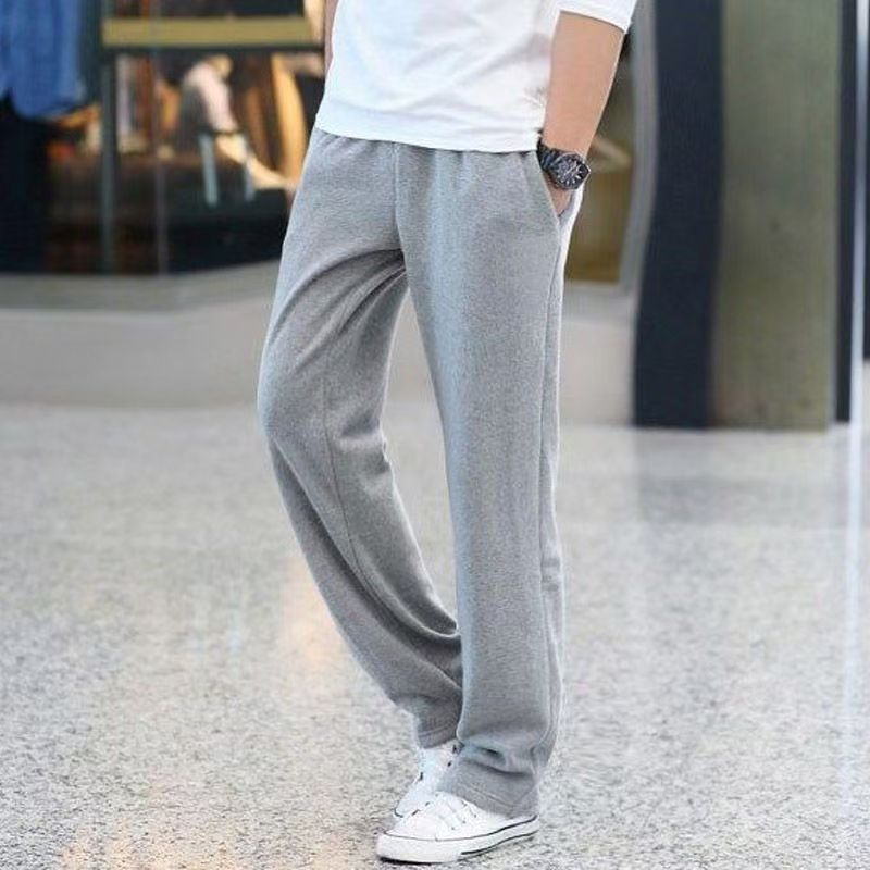 New men's casual pants for spring and autumn, loose straight-leg pure cotton sport pants, trendy sweatpants, student and youth sweatpants Specification image
