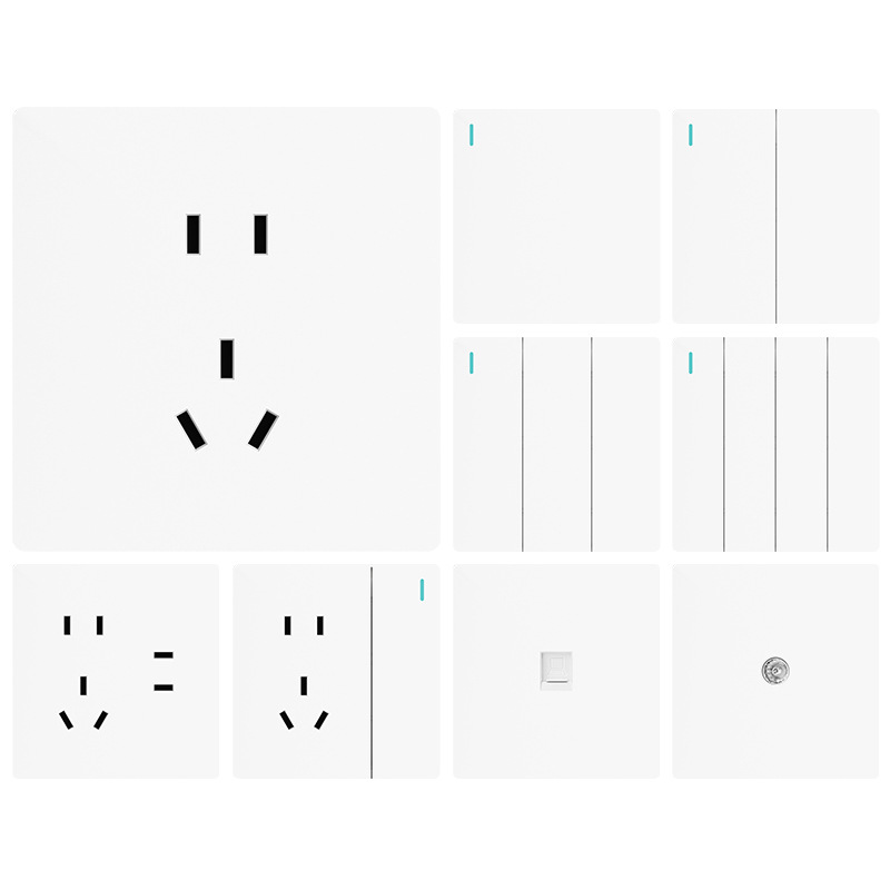 International Electrician 86 type household wall white switch socket concealed installation one opening five-hole socket panel multi-hole wholesale Item Picture