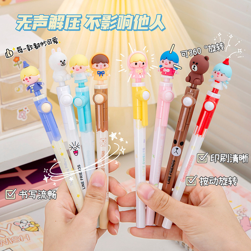 Stress-relieving spinning pen, cartoon character-shaped fun finger toy, stress-relieving magic tool, creative stationery gift for children and adults details Picture