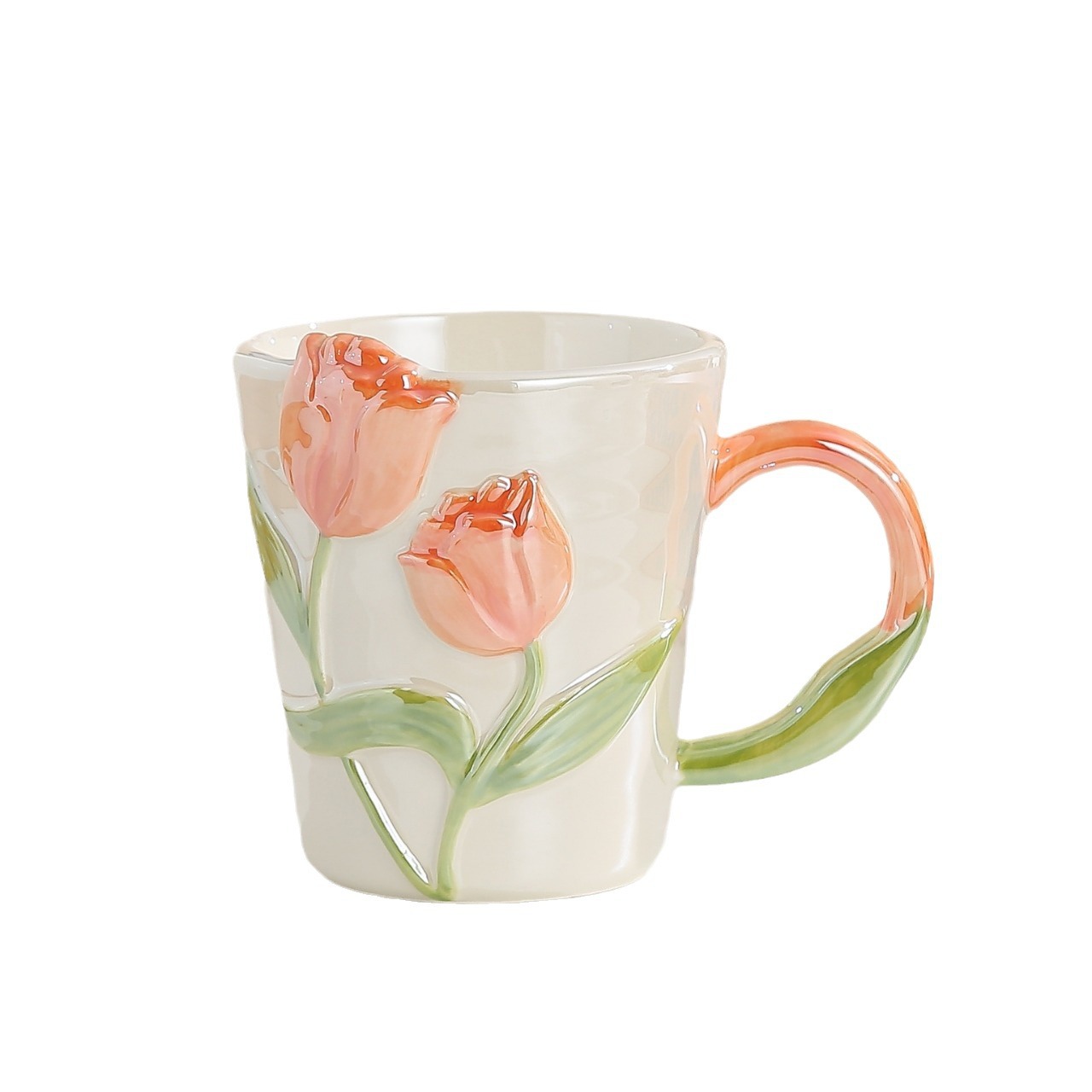 Creative hand-painted tulip mugs, high appearance level, Ins-style ceramic cups, niche design sense, drinking cups and coffee cups Item Picture
