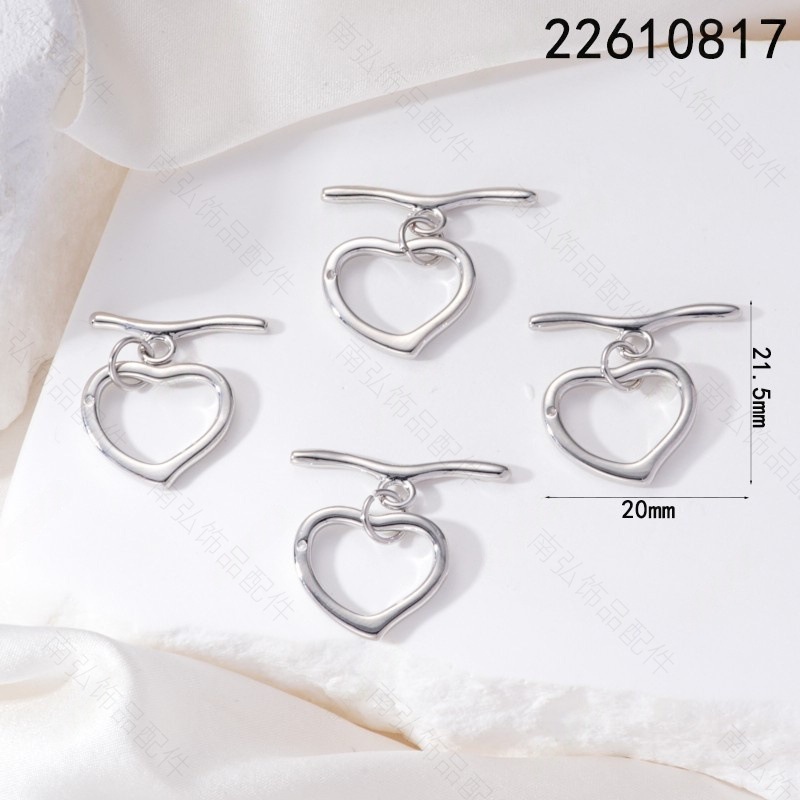 diy crystal pearl necklace with heart-shaped OT clasp in strong color preservation, white and gold. It is a connecting and clasp accessory