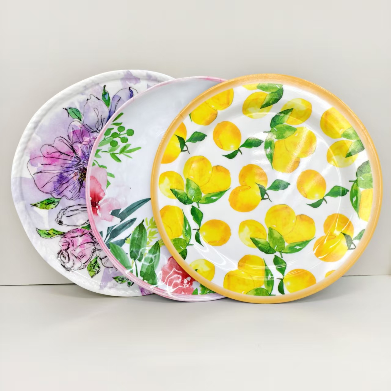 Customized melamine plates for foreign trade, shallow plates, deep plates, hotel commercial melamine imitation porcelain tableware, cross-border Western cuisine melamine tableware details Picture