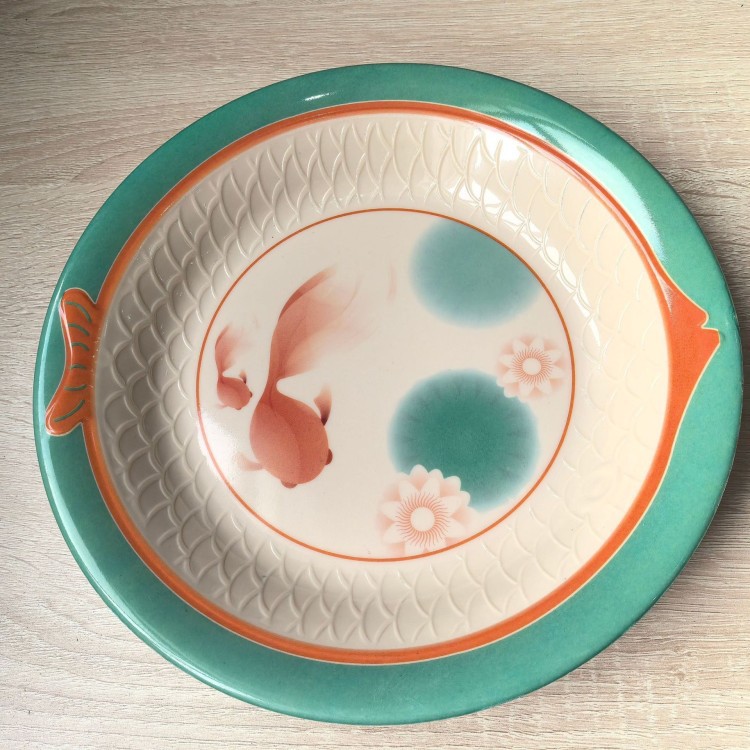 Anhui Yasheng 9-inch round inner fish-patterned printed plate melamine tableware for export details Picture