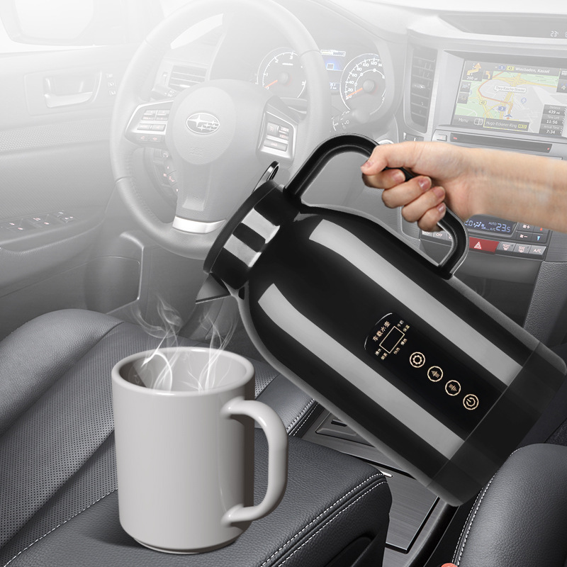 Car electric heating cup, stainless steel inner liner, heating water cup, car water heater, insulated cup, 12V/24V heating kettle Specification drawing