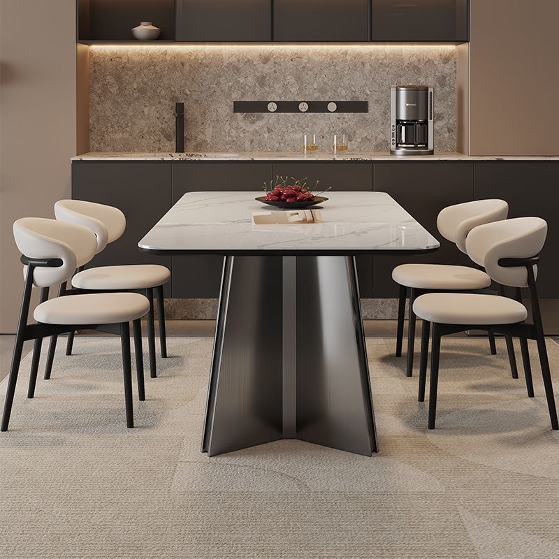 Star Factory Wholesale rock plate dining table and chair sets, modern and simple small-sized household 2026 new style light luxury dining table and chair sets, rectangular details Picture