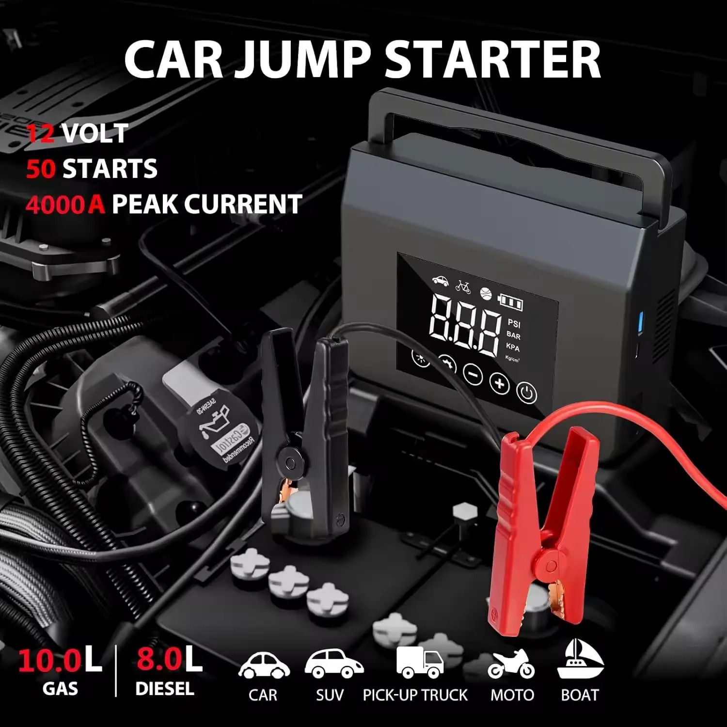 جهاز شحن يعمل بالضغط المضغوط الخاص بالمركبة، مجموعة من بطاريات الليثيوم من طراز 12V Specification image