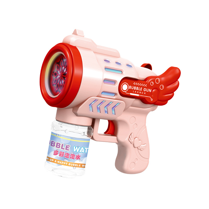 New type of hand-held bubble machine for boys and girls, children's wedding special Angel fully automatic light bubble gun toy Item Picture