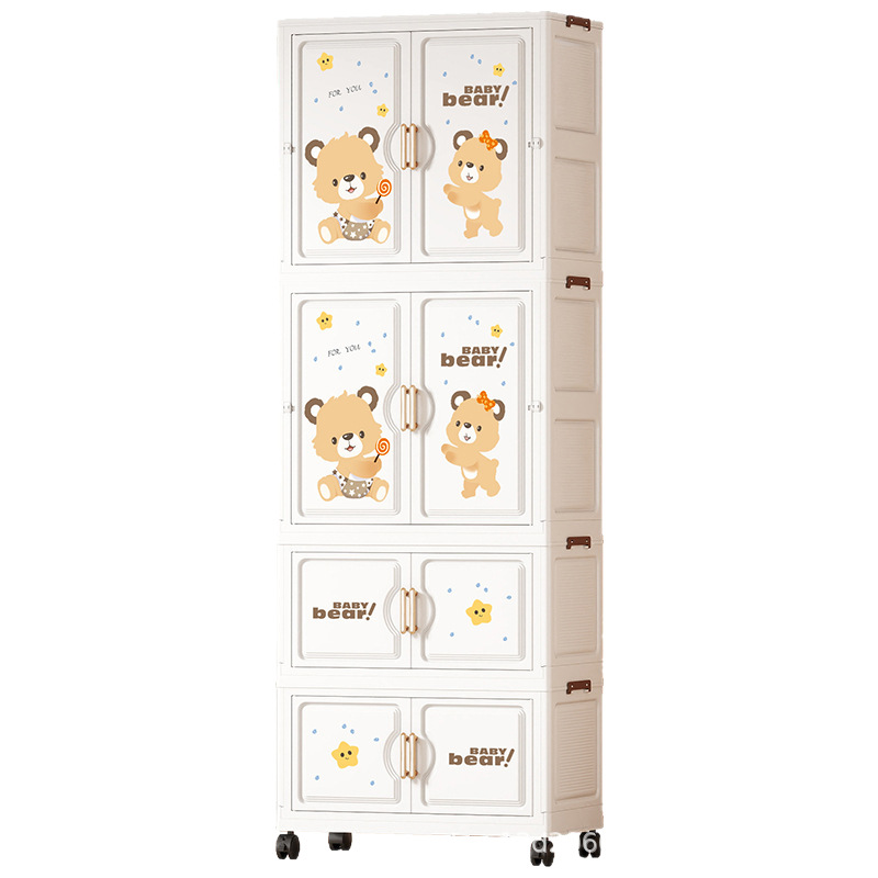 Household high-appearance-level children's wardrobe without installation, magnetic cabinet door, baby toy cartoon storage cabinet, folding organization box Item Picture