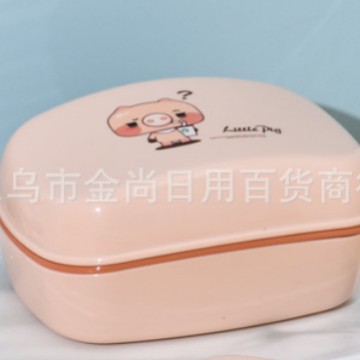 Soap box, soap storage box, cute little pig soap draining box, soap rack, bathroom covered laundry soap box details Picture