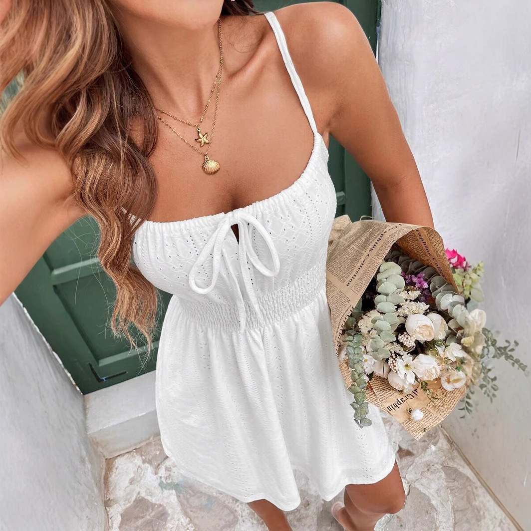 Amazon cross-border European and American elegant sleeveless halter dress summer new high-waisted pleated A-line MIDI dress full figure