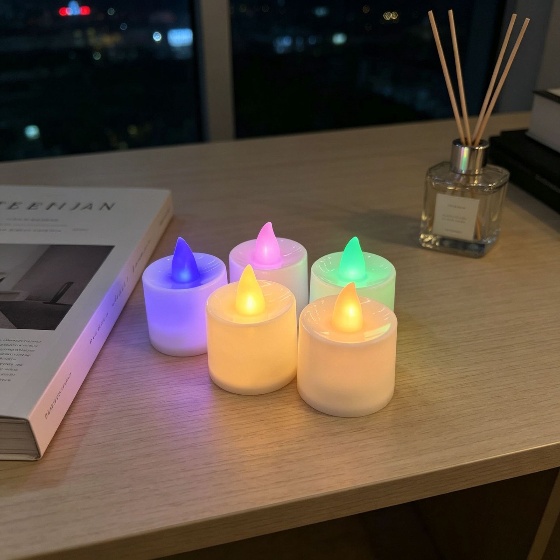 LED simulation electronic candles, white small tea wax lamps, party, wedding, birthday set props, festival atmosphere lights