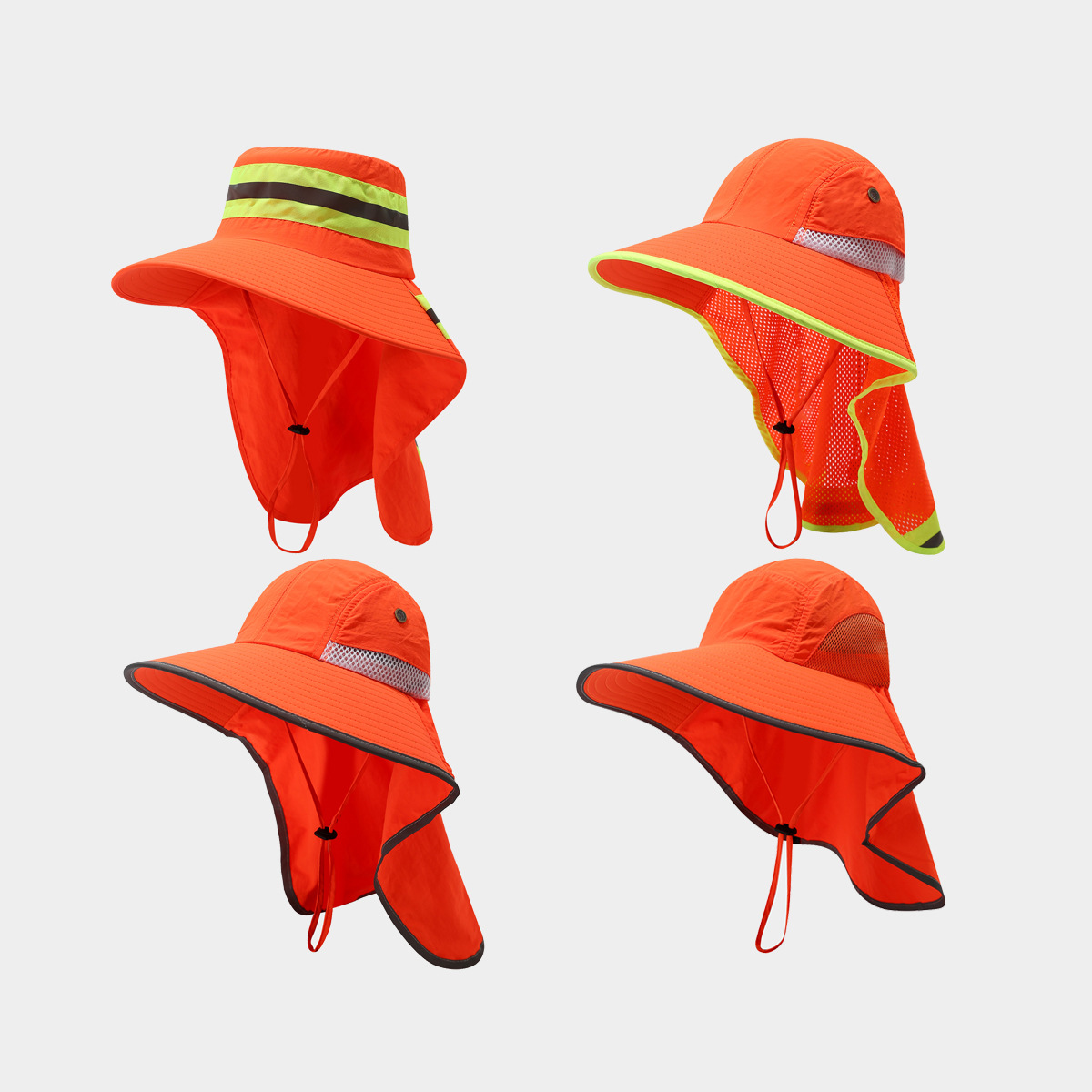 Sanitation workers wear reflective hats for road maintenance in spring and summer. They wear sun hats with sun protection mesh, breathable and quick-drying hats