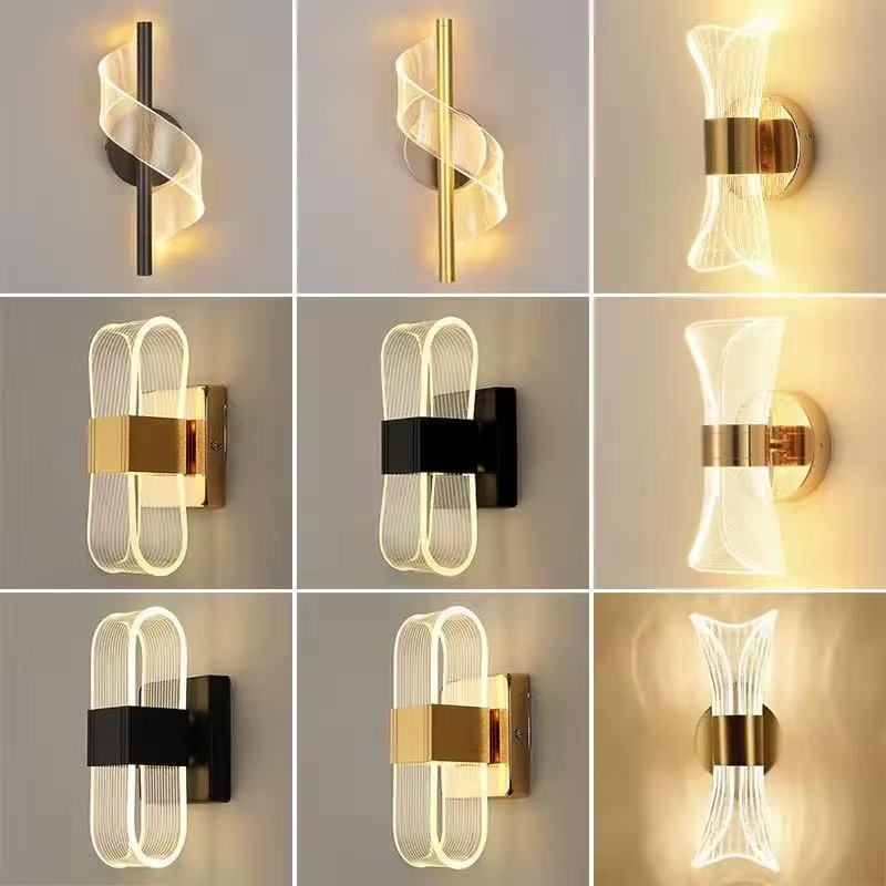 跨境简约现代床头灯创意卧室客厅北欧LED超亮过道背景墙壁灯