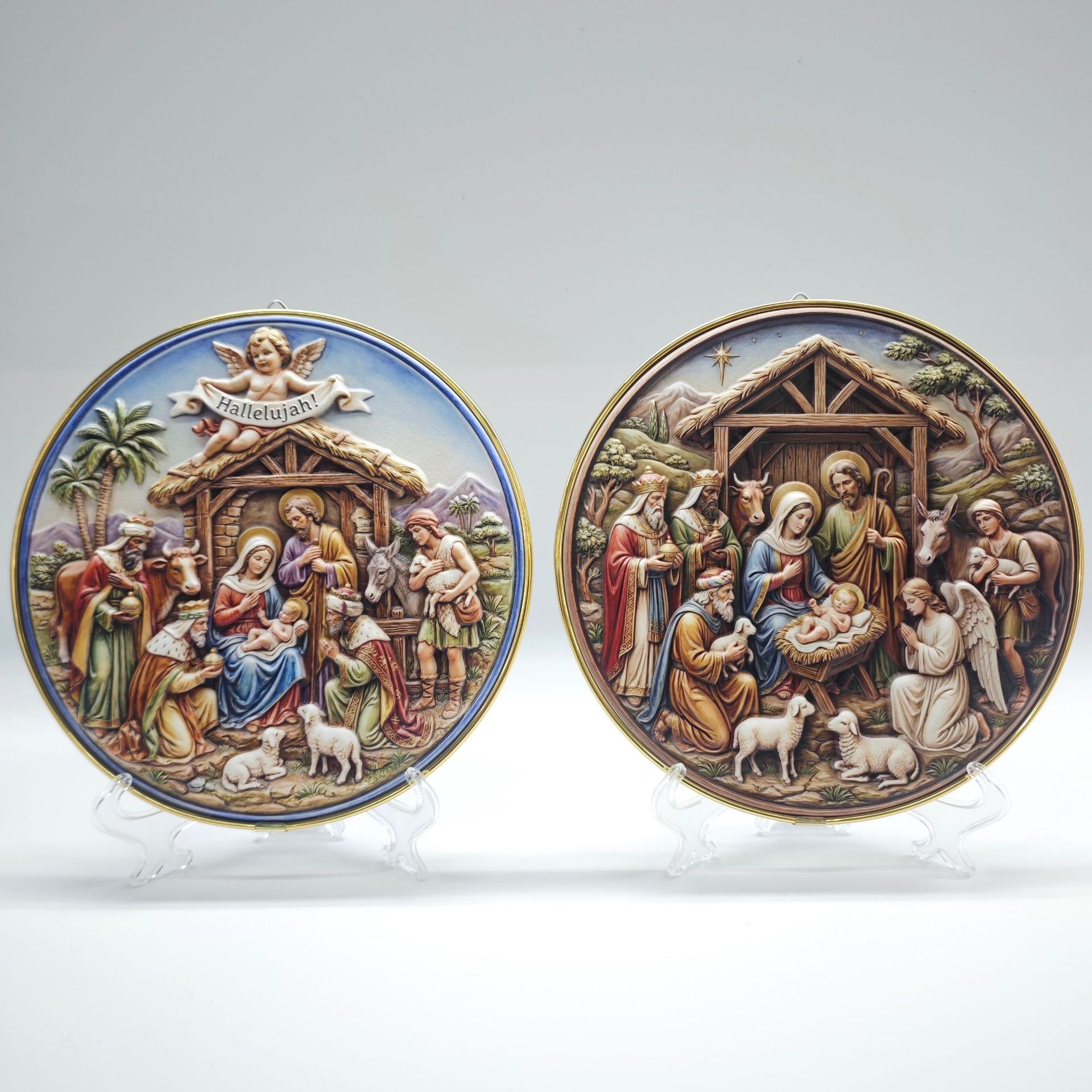 Cross-border resin export Christmas manger resin ornaments and pendants, church home decoration, three-dimensional relief handicrafts