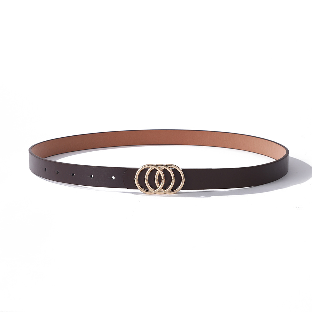 New women's three-loop alloy buckle belt, simple and fashionable denim belt, high-end and versatile coat waist chain Specification image