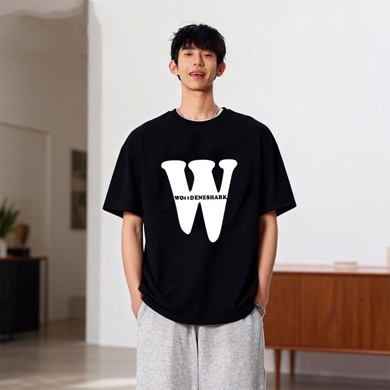Verano nuevo estampado camiseta hombre manga corta hielo seda cool camiseta hombre letras puerto viento moda versátil top tendencia van