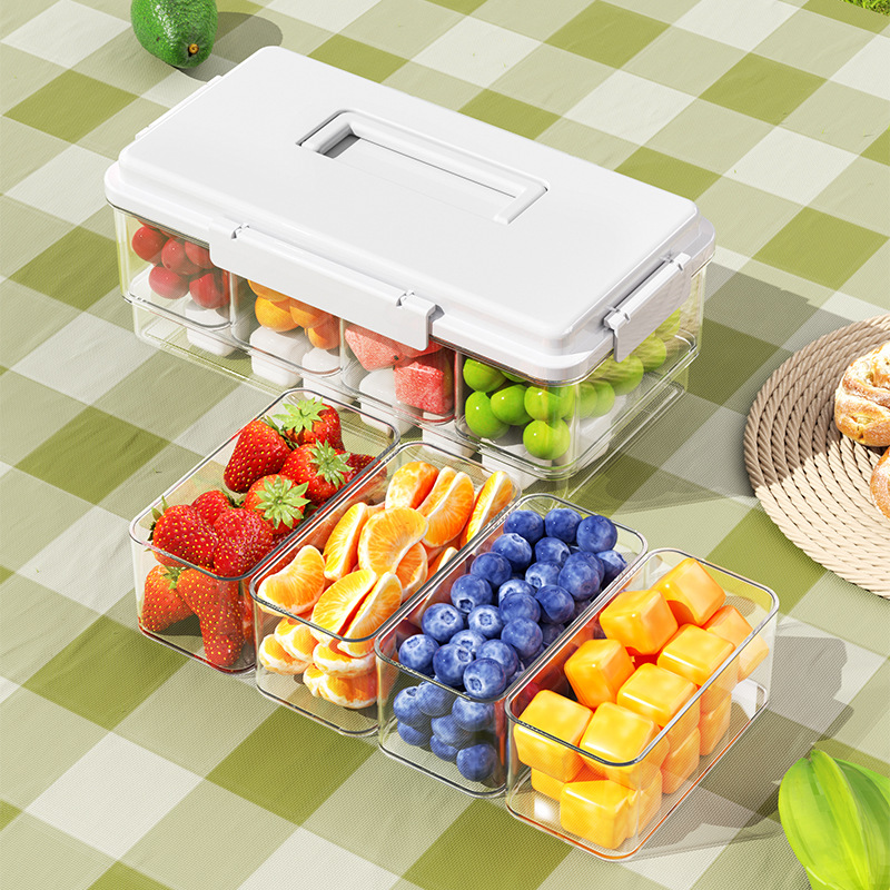 Portable ice-cold storage box with compartments, portable camping fruit bento box, food-grade refrigerator beverage storage box details Picture
