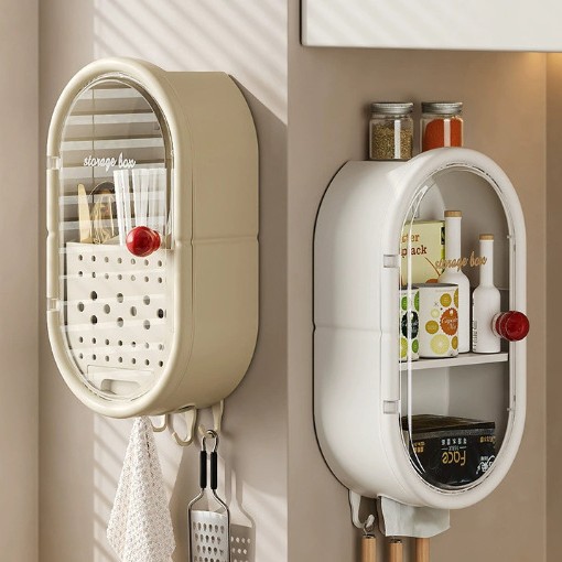 New no-hole wall-mounted household cosmetic tissue storage box bathroom washbasin 筷笼 storage box Application Scenario