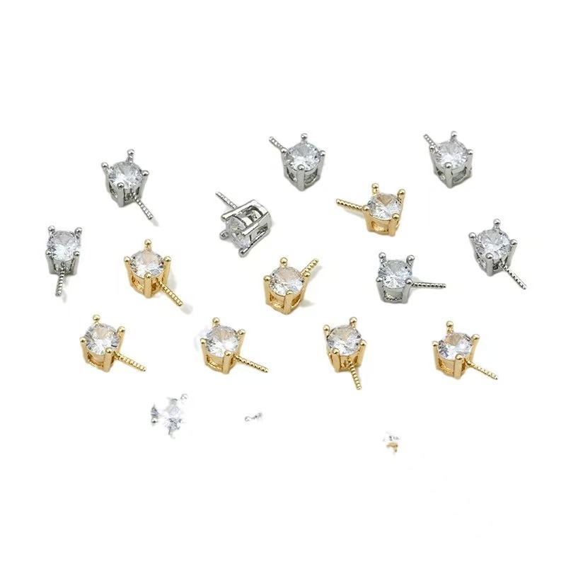 DIY hand-stuck pearl jewelry accessory decoration, 18K gold-plated Princess Diana single zirconium bead needle empty tray bead separator pendant Item Picture