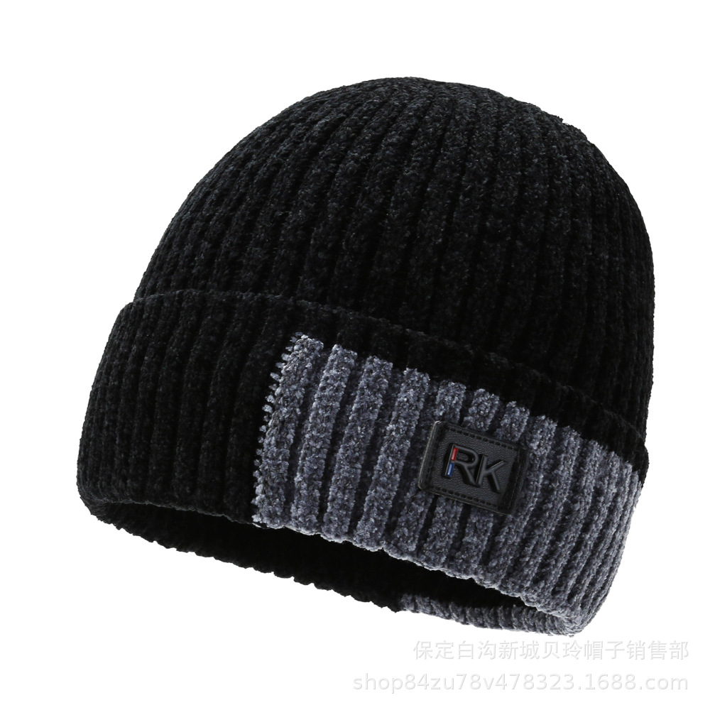 Winter fleece Chenille woolen cap for both men and women, outdoor cycling thickened windproof and warm pullover cap, simple style details Picture