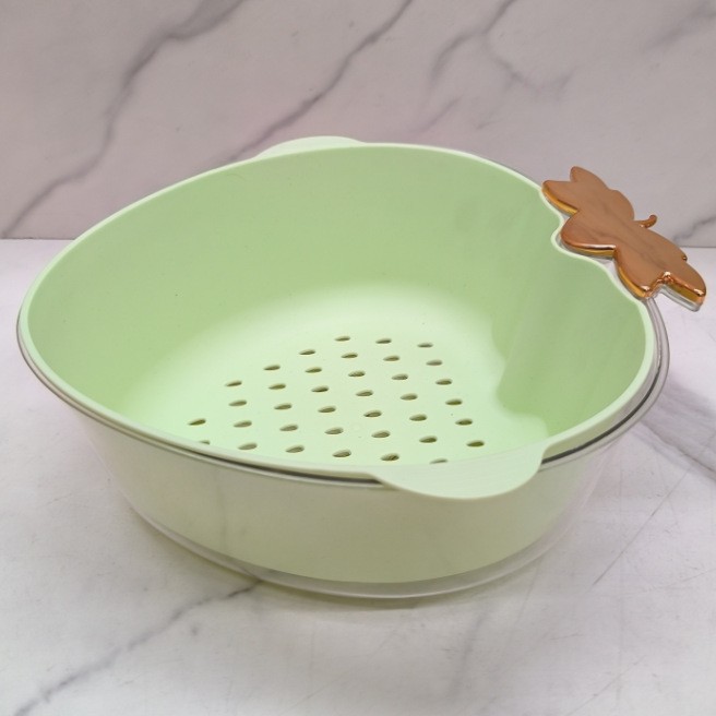 Double-layer radish, cute draining basket, fruit plate, vegetable washing basket, kitchen, home, living room, fruit basket, vegetable washing basket