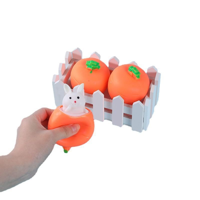 Wholesale of Douyin's same style of squeeze carrot, rabbit, squeeze cup pocket, small animal pinch fun stress-relieving toys Item Picture