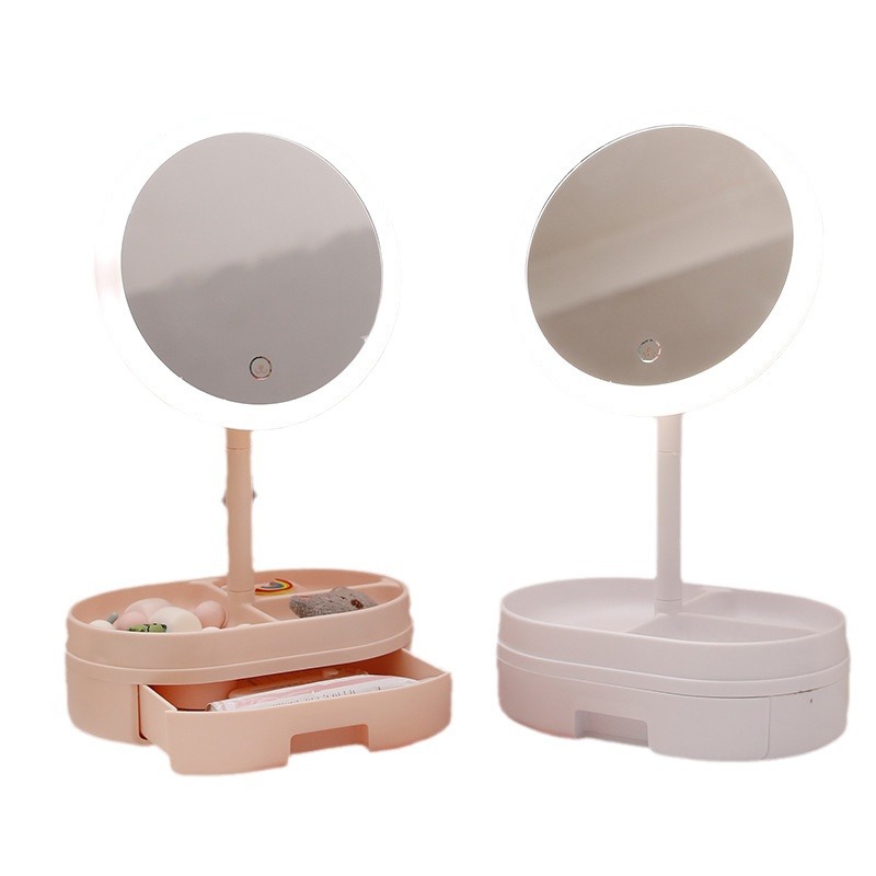 With storage drawer, mirror, makeup mirror, table-style home desktop, led light strip, smart supplementary lighting, dressing mirror Item Picture