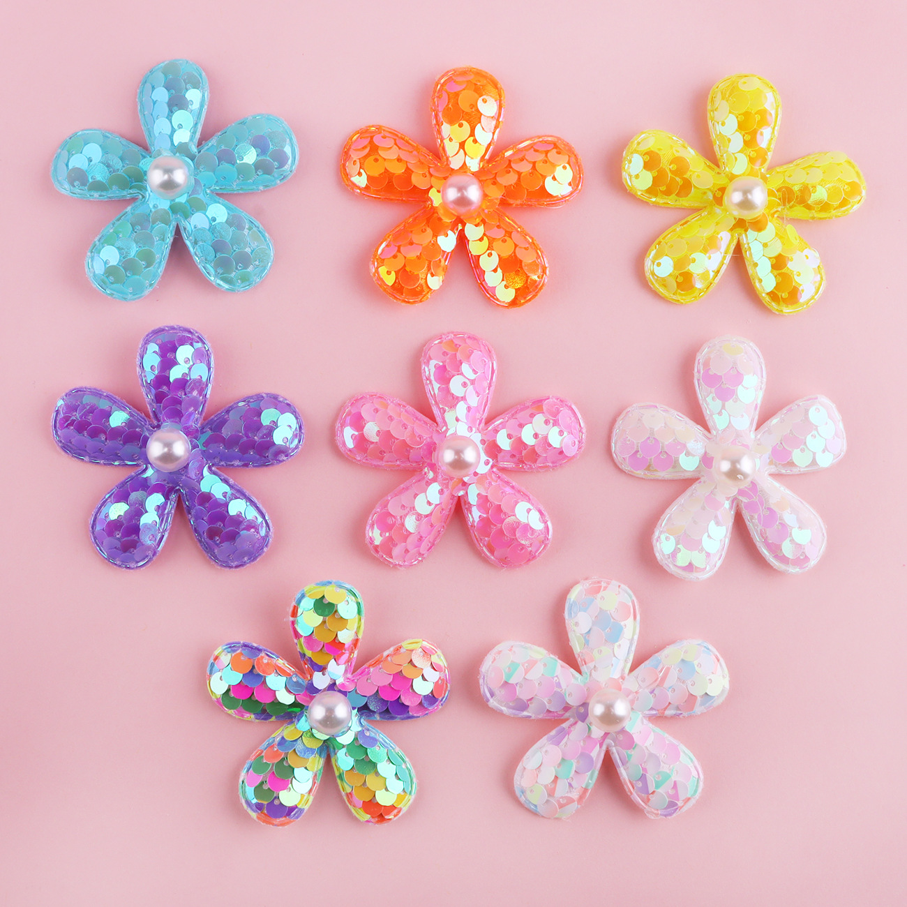 亮片花朵配件 儿童发饰diy超声波半成品服装辅料箱包装饰材料饰品