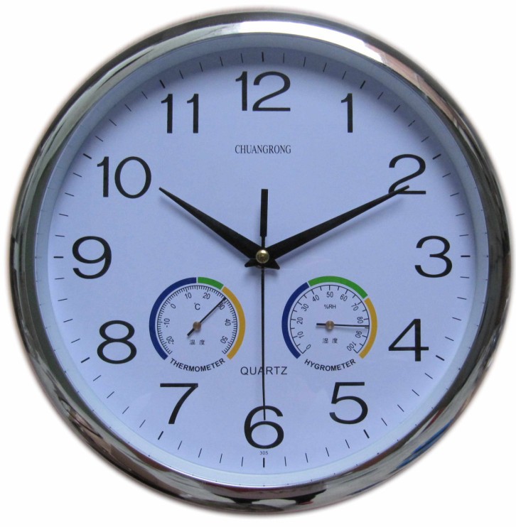 diy 12-inch plastic temperature and humidity clock for 2024, simple and fashionable home luminous wall clock Specification image