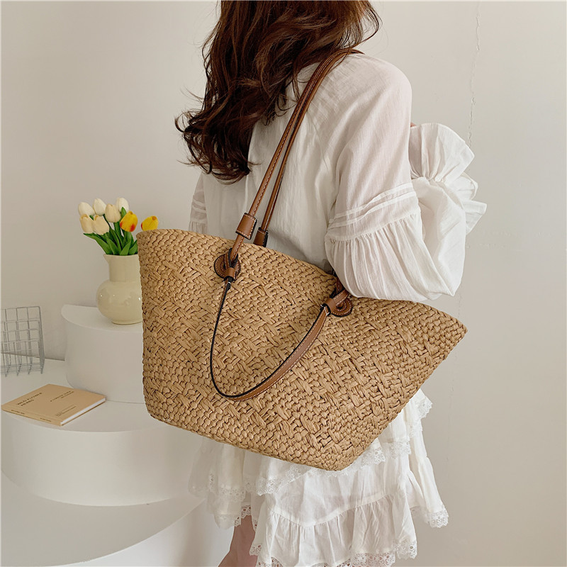 Cross-Border Straw Weaving Bag, Non-Standard Straw Weaving Bag, Large Capacity, Simple Hand-Woven Shoulder Bag, Women's Summer Seaside And Beach Hand-Woven Bag details Picture