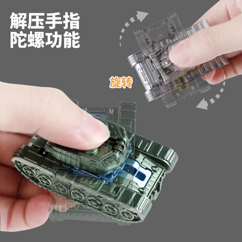 Transformable Tank Gyroscope Stress-relieving Fingertip and finger gyroscope Tank Transformable robot Creative toys for children and boys Specification image