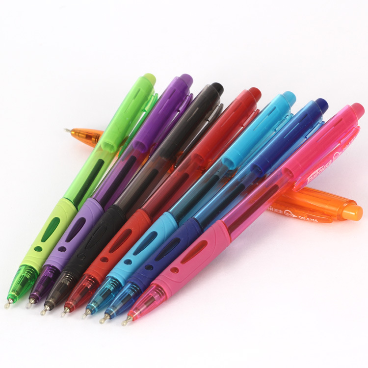 Exclamation mark color 10-color medium oil pen, 0.38MM, multiple medium oil pens, 5755 transparent rod medium oil pen Specification drawing