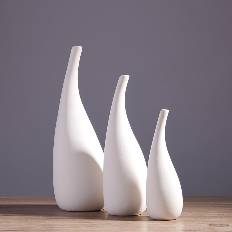 2026 New Nordic style simple ceramic vase ornaments, white unglazed dried flower arrangements, home decoration and arrangement factory wholesale vases Specification image