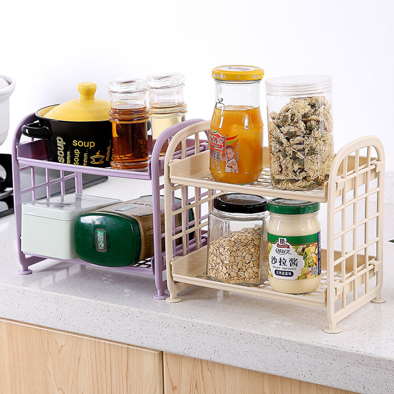 Creative cosmetics and jewelry double-layer folding storage rack, simple home desktop bathroom storage rack details Picture