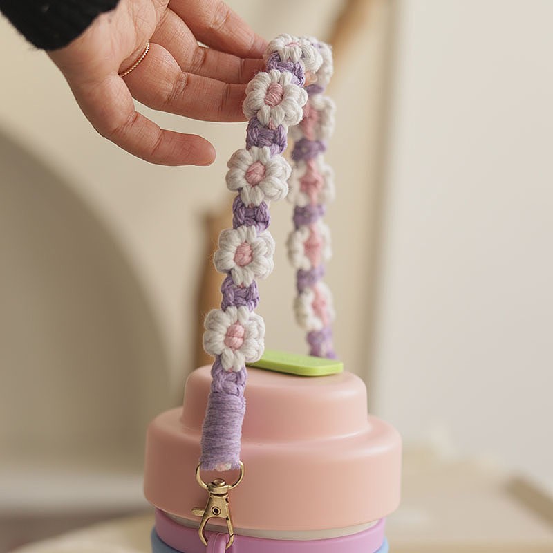 Amazon hand-woven cotton rope sports water cup and coffee cup handle with small Daisy portable sports cup handle rope Specification image
