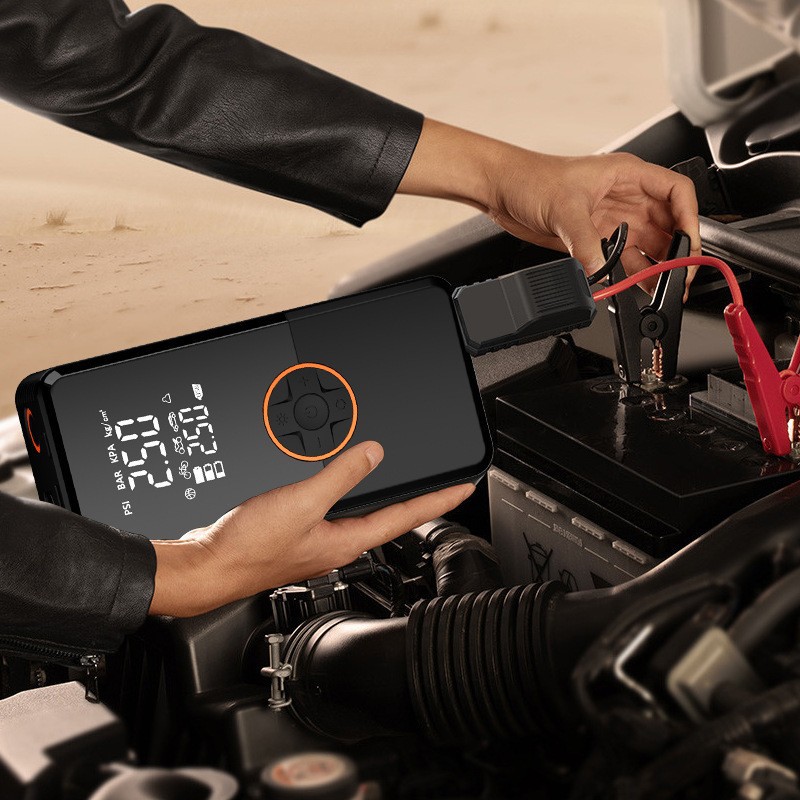 Car high-pressure air pump, solar portable power bank, car tire jump-starting wonder details Picture