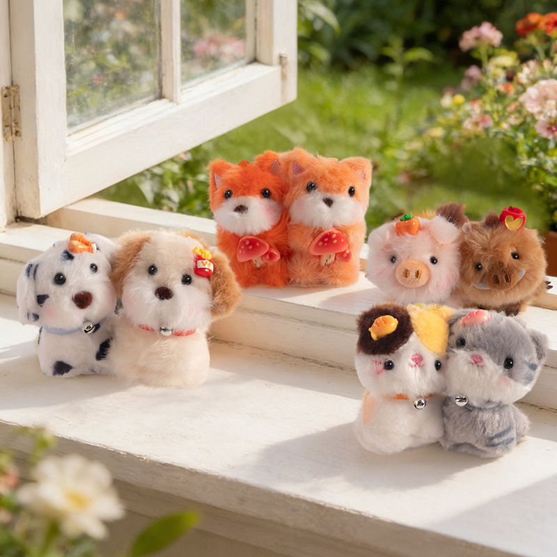 mini萌系动物磁吸猫咪贴贴毛绒挂件钥匙扣可爱小挂饰精美礼品批发