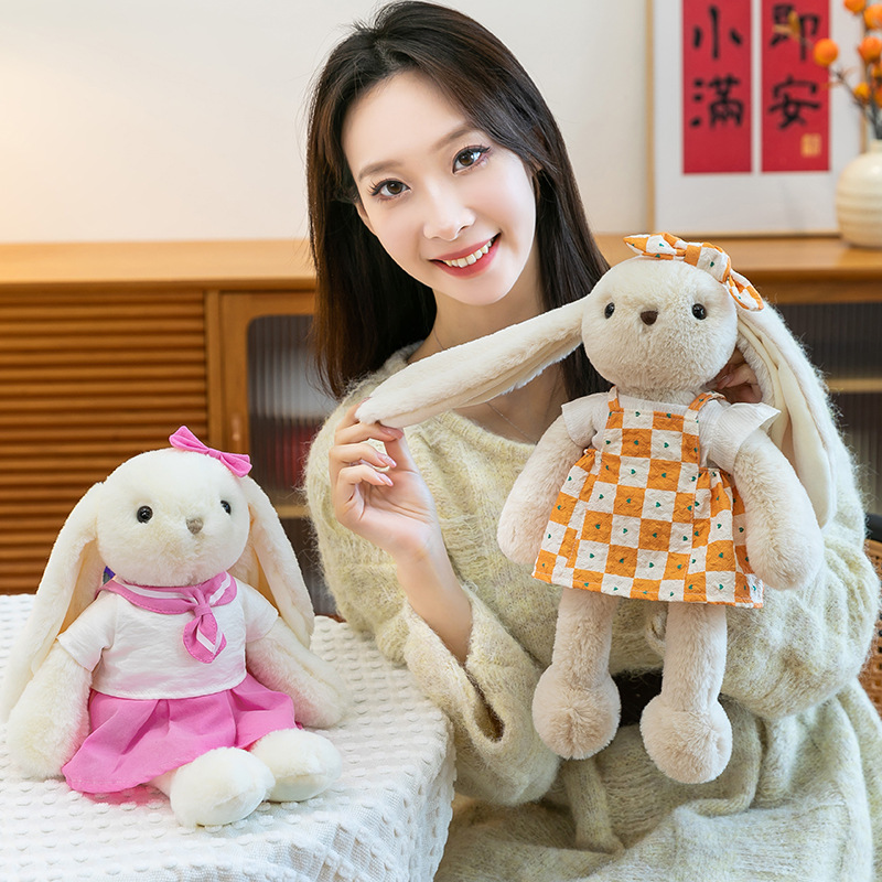 Soft and cute rabbit doll, soothing little rabbit plush toy, sailor suit, farm rabbit figurine, drooping ear rabbit doll gift details Picture