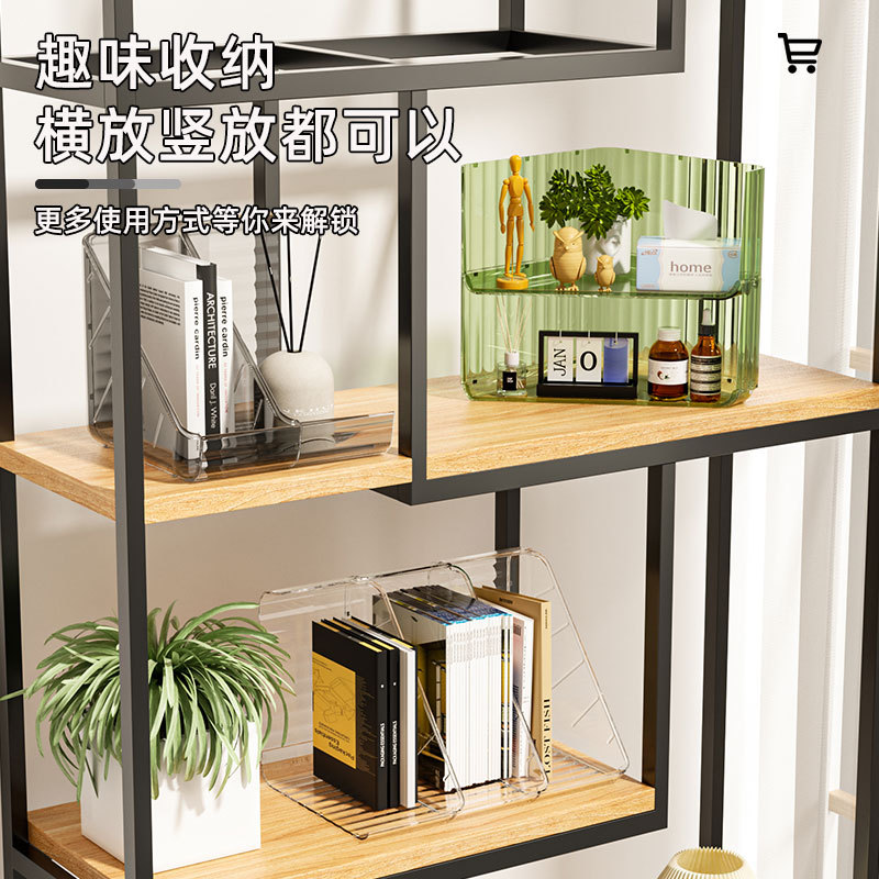 溢溢购 化妆品大容量 pet桌面收纳盒 三角形可叠加杂物收纳盒批发细节图