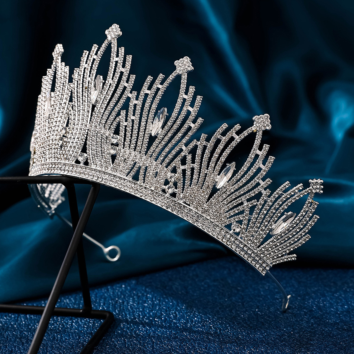 New personalized diamond silver princess headwear, grand and luxurious wedding dress, super glittering crystal, elegant fairy hair accessory, crown Specification image