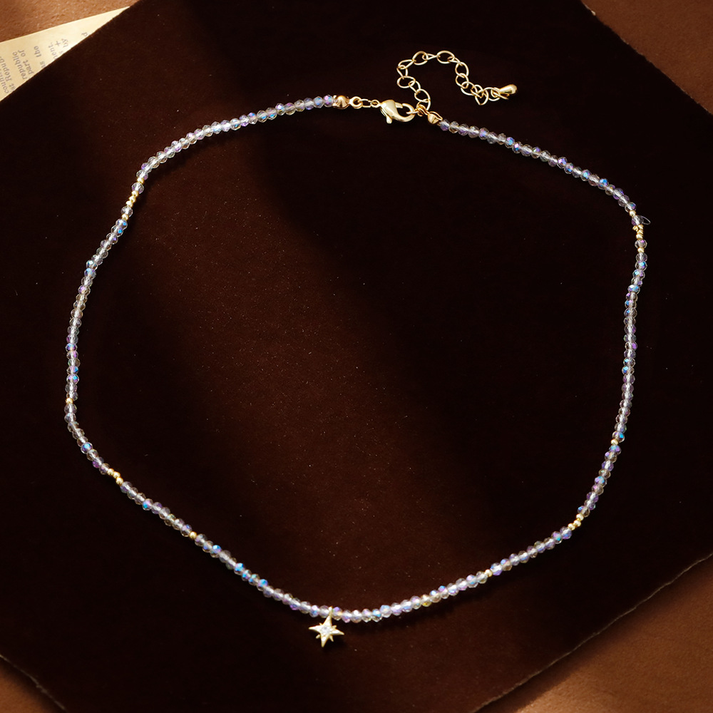 Hyacinth Fresh and delicate crystal bead Bead Octagonal Star necklace with a light luxury, niche and high-end feel 2025 Douyin hit collarbone necklace Application Scenario