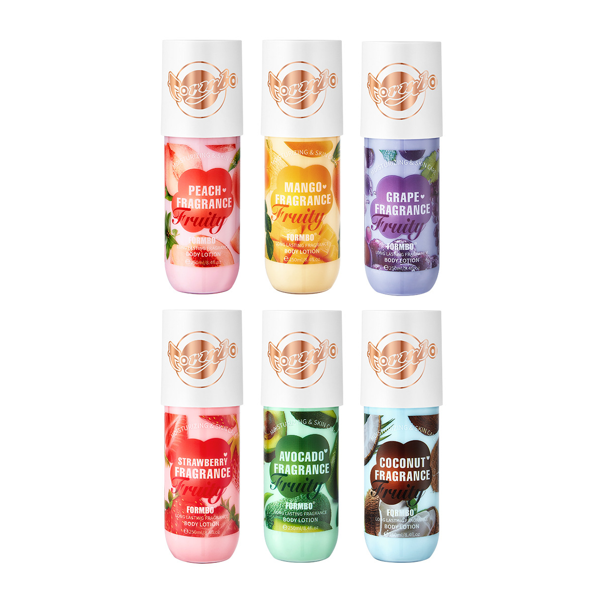 【跨境专供】FORMBO水果身体乳滋润补水保湿多种香味可选身体乳白底实物图