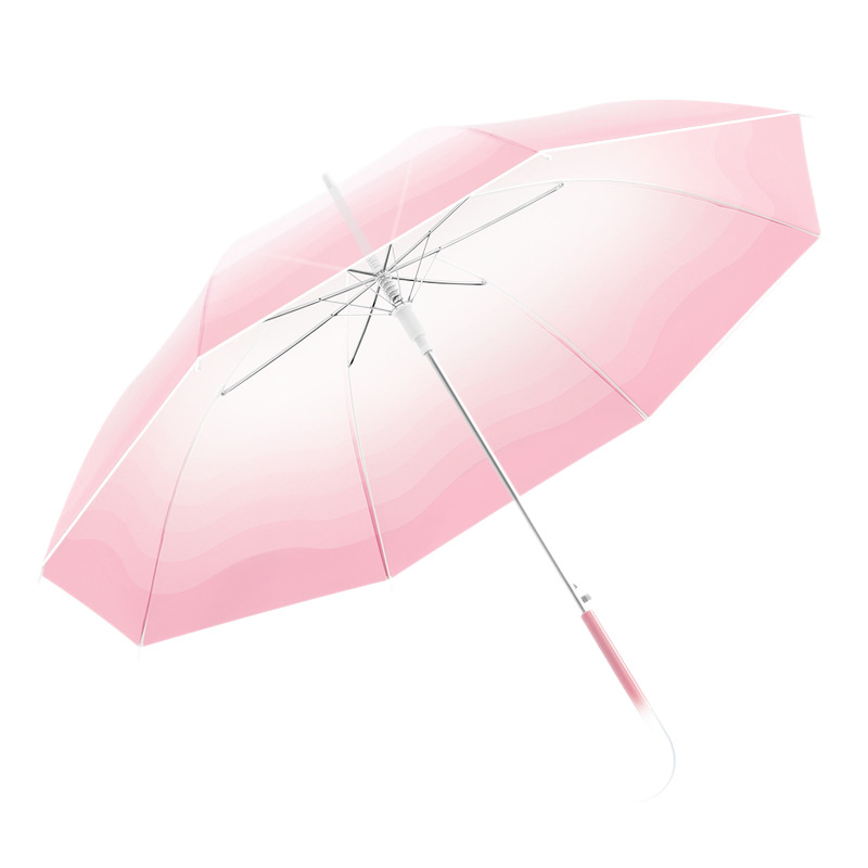 High-appearance-level transparent umbrellas with gradual changes for students going to school, wholesale straight-handled long-handled umbrellas, thickened automatic umbrellas that are popular on Instagram Item Picture