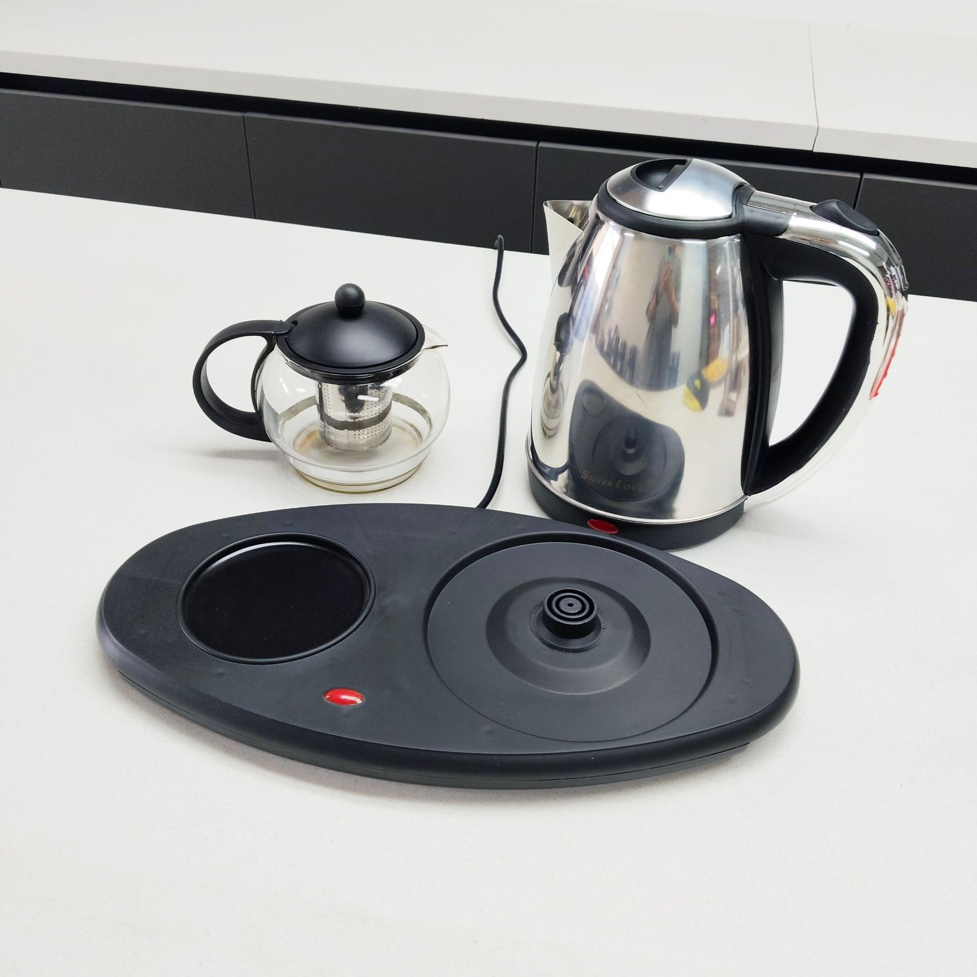 外贸出口家用玻璃电热水壶高硼玻璃透明自动断电2.0L子母电茶壶Z209细节图