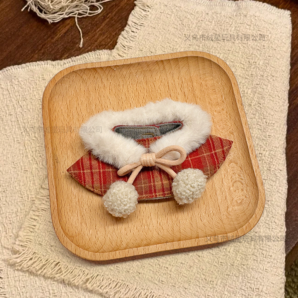 Kitty autumn and winter outfit mini vinyl doll doll, Laba Star doll, plaid fur collar cape, shawl thumbnail